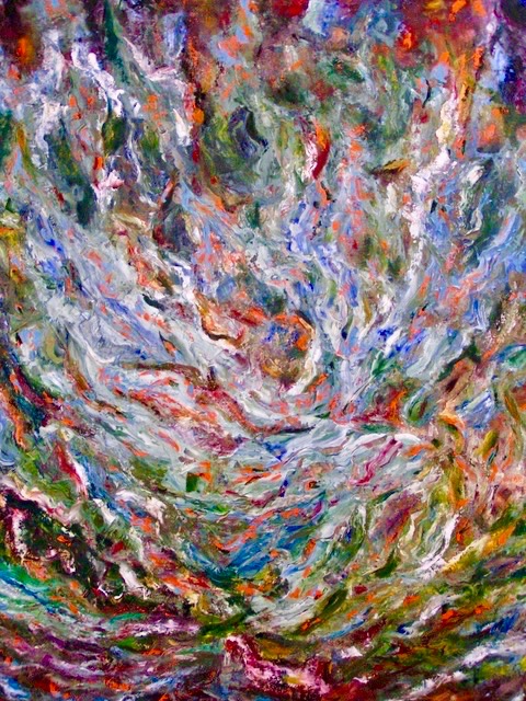 An abstract painting by Odette Laroche in Sidney, BC.
