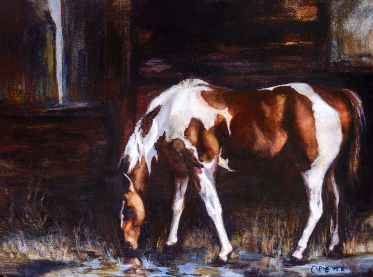 Commissioned horse portrait oil painting by Odette Laroche